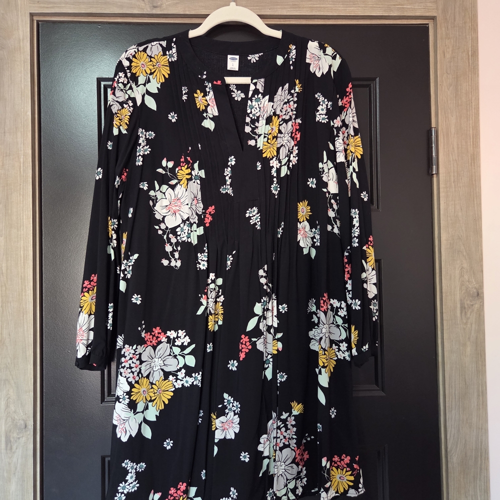 Old Navy Black Dress with Floral Accents